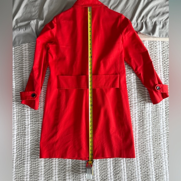 Ann Taylor Vibrant Red/Orange Trench Coat, Size Medium - Picture 4 of 7